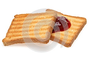 Toasted bread slices with jam