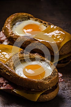 Toasted cheese bread with egg inside