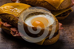 Toasted cheese bread with egg inside