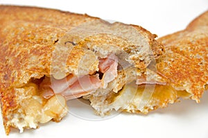 Toasted cheese and ham sandwich