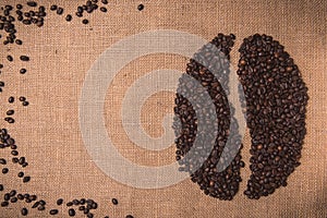 Toasted coffee shape beans