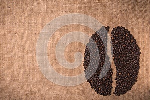 Toasted coffee shape beans