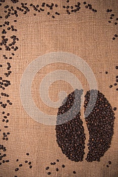 Toasted coffee shape beans