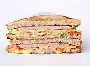 Toasted ham and cheese sandwich photo