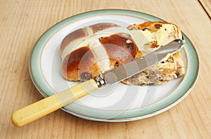 Toasted hot cross bun