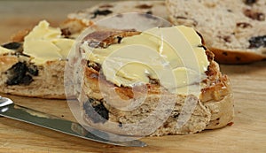 Toasted hot cross bun