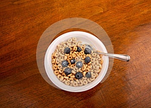 Toasted Oat Cereal with Blueberries from Above
