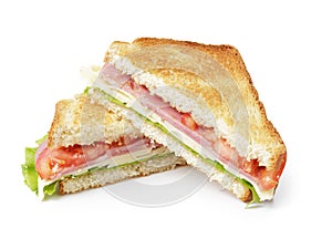 Toasted sandwich with ham, cheese and vegetables