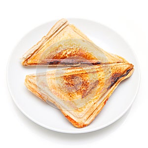 Toasted sandwich isolated on a white studio background.