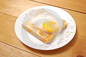Toaster bread with half boiled egg