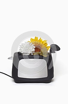 Toaster with flowers