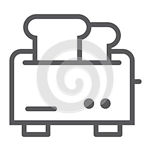 Toaster line icon, appliance and electrical, kitchenware sign, vector graphics, a linear pattern on a white background.