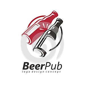 Toasting beer bottles logo design idea