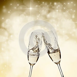 Toasting with champagne glasses