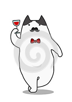 Toasting mustached cat