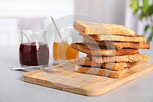 Toasts and jams for breakfast