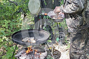 Toasts quickly cooked on a campfire in nature