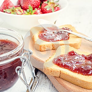 Toasts with strawberry jam