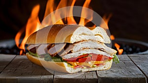 Toasty Delight: Smoked Turkey & Veggie Sandwich by the Fire. Concept Sandwich Recipes, Grilled