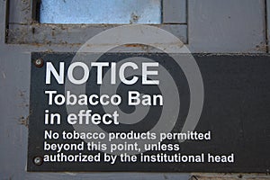 Tobacco Ban Sign Cigarettes Health Notice Metal Door