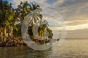 Tobacco Caye - Small tropical island at Barrier Reef with paradise beach, Caribbean Sea, Belize, Central America