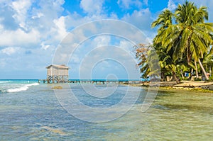 Tobacco Caye - Small tropical island at Barrier Reef with paradise beach, Caribbean Sea, Belize, Central America