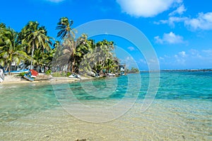 Tobacco Caye - Small tropical island at Barrier Reef with paradise beach, Caribbean Sea, Belize, Central America