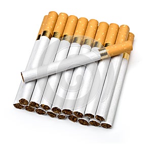 Tobacco cigarettes isolated on a white