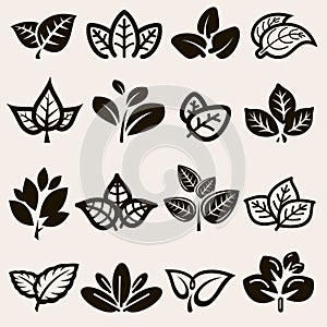 Tobacco leaf icons set. Collection icon tobacco. Vector