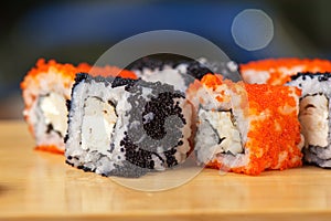 Tobico sushi rolls