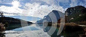 Toblino castle and lake panorama1