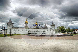 Tobolsk Kremlin view Gostiny Dvor menacing sky Russia Siberia