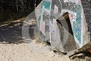 Tobruk bunker with graffiti