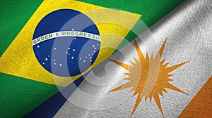 Tocantins state and Brazil flags textile cloth, fabric texture