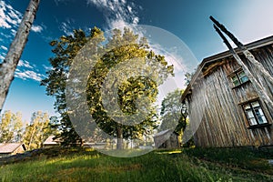 Tocksfors, Sweden. Old Wooden Traditional Farm Houses And Yard Ogarn, Dusserud Buildings