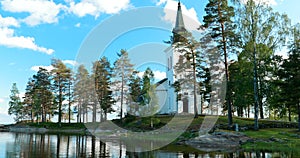 Tocksfors, Sweden. Stommen Church In Sunny Summer Day. Local Landmark