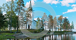 Tocksfors, Sweden. Stommen Church In Sunny Summer Day. Local Landmark. Travel To Sweden