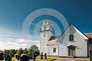 Tocksfors, Sweden. Tocksmarks Church In Sunny Summer Day
