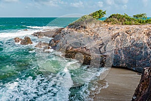 Toco Trinidad and Tobago West Indies rough sea beach cliff edge panorama photo