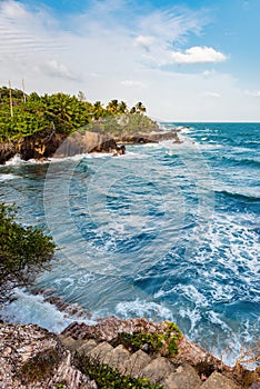 Toco Trinidad and Tobago West Indies rough sea beach cliff edge view