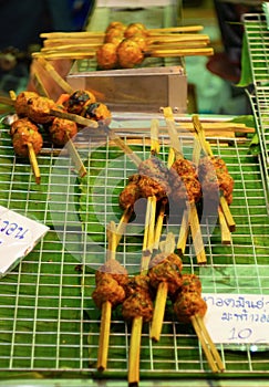 Fish Cakes and Grilled Wood of Thai street food