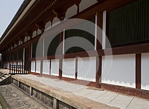 Todai-ji temple during the cherry blossom in Nara in Japan