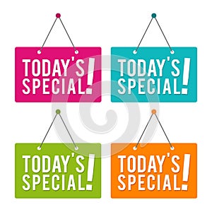 Today`s Sepcial hanging Door Sign. Eps10 Vector