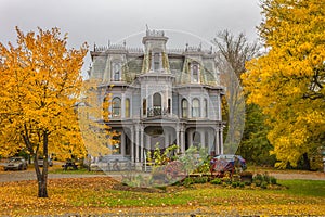 The Todd Mansion in St. Stephen, New Brunswick, in autumn, with fall colours.