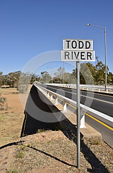 Todd River Sign Near Bridge, Alice Springs.