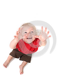 Toddler Baby Boy Reaching for the Sky