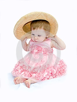 Toddler with big hat