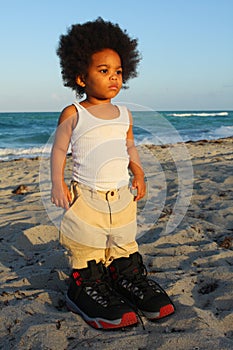 Toddler in Big Shoes