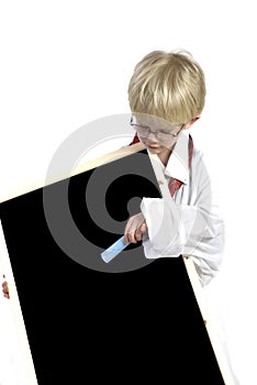 Toddler with blackboard