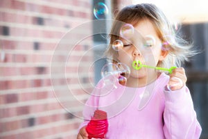 Toddler Blowing Bubbles